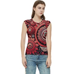 Bohemian Vibes In Vibrant Red Women s Raglan Cap Sleeve Tee by HWDesign