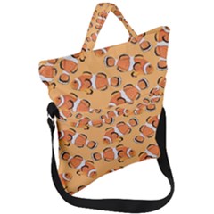 Fish Clownfish Orange Background Fold Over Handle Tote Bag