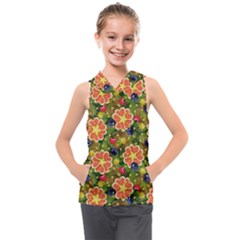 Fruits Star Blueberry Cherry Leaf Kids  Sleeveless Hoodie by Pakemis