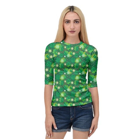 Leaf Clover Star Glitter Seamless Quarter Sleeve Raglan Tee by Pakemis