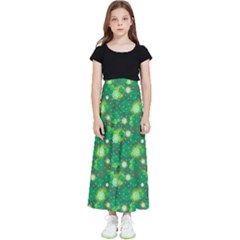 Leaf Clover Star Glitter Seamless Kids  Flared Maxi Skirt by Pakemis