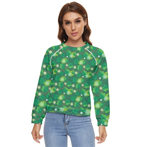 Leaf Clover Star Glitter Seamless Women s Long Sleeve Raglan Tee by Pakemis