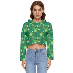 Leaf Clover Star Glitter Seamless Women s Lightweight Cropped Hoodie by Pakemis