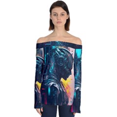 Who Sample Robot Prettyblood Off Shoulder Long Sleeve Top by Ravend