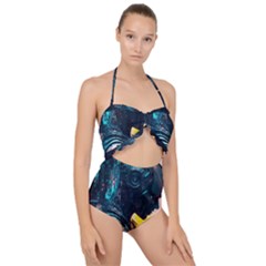 Who Sample Robot Prettyblood Scallop Top Cut Out Swimsuit