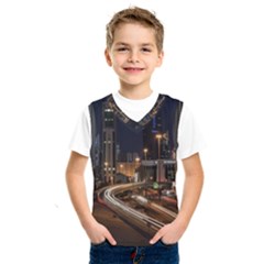 Skyscrapers Buildings Skyline Kids  Basketball Tank Top by Ravend