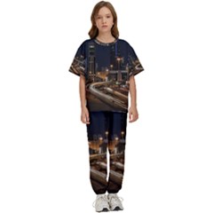 Skyscrapers Buildings Skyline Kids  Tee And Pants Sports Set by Ravend