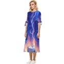 Winter Snow Mountain Fire Flame Bow Sleeve Chiffon Midi Dress View2