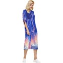 Winter Snow Mountain Fire Flame Bow Sleeve Chiffon Midi Dress View3