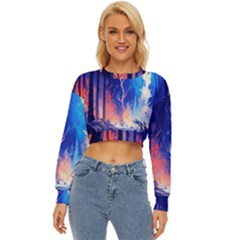 Winter Snow Mountain Fire Flame Lightweight Long Sleeve Sweatshirt by Ravend