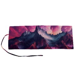 Ai Generated Mountain Ocean Lava Roll Up Canvas Pencil Holder (s)