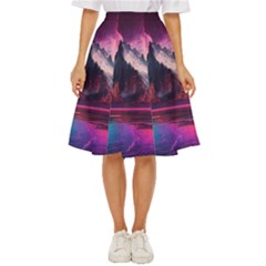 Ai Generated Mountain Ocean Lava Classic Short Skirt by Ravend