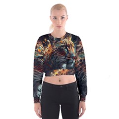 Leopard Feline Artwork Art Fantasy Cropped Sweatshirt