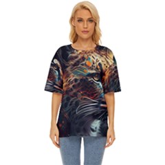 Leopard Feline Artwork Art Fantasy Oversized Basic Tee by Ravend