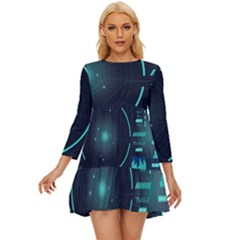 Sci Fi Computer Screen Long Sleeve Babydoll Dress by Uceng