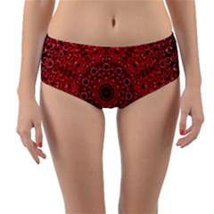 Red Wallpaper Mandala Pattern Art Reversible Mid-waist Bikini Bottoms by Uceng