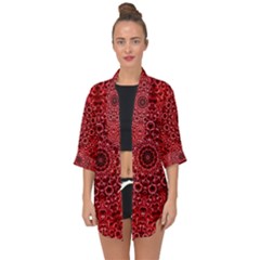 Red Wallpaper Mandala Pattern Art Open Front Chiffon Kimono by Uceng