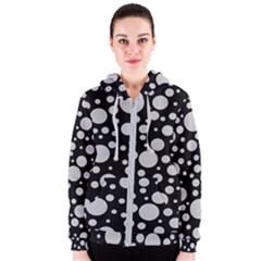 Black Circle Pattern Women s Zipper Hoodie