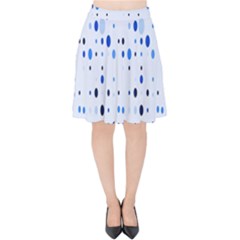 Blue Circle Pattern Velvet High Waist Skirt by artworkshop