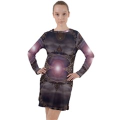 Fantasy Science Fiction Portal Long Sleeve Hoodie Dress