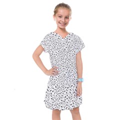 Winking Emoticon Sketchy Drawing Motif Random Pattern Kids  Drop Waist Dress by dflcprintsclothing