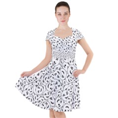 Winking Emoticon Sketchy Drawing Motif Random Pattern Cap Sleeve Midi Dress by dflcprintsclothing