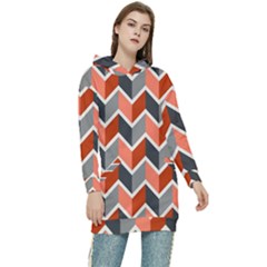 Colorful Zigzag Pattern Wallpaper Free Vector Women s Long Oversized Pullover Hoodie by artworkshop