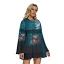 Sweming Round Neck Long Sleeve Bohemian Style Chiffon Mini Dress View3