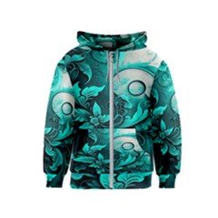 Turquoise Flower Background Kids  Zipper Hoodie