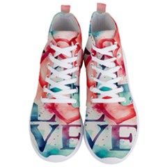 Valentines Day Heart Watercolor Background Men s Lightweight High Top Sneakers by artworkshop