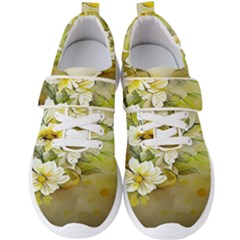 Watercolor Yellow And-white Flower Background Men s Velcro Strap Shoes by artworkshop