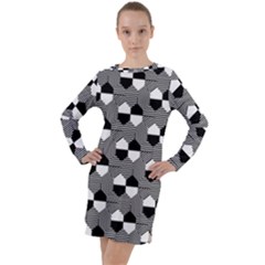 Geometric Pattern Line Form Texture Structure Long Sleeve Hoodie Dress by Ravend