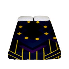 Line Square Pattern Violet Blue Yellow Design Fitted Sheet (full/ Double Size) by Ravend