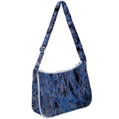 Blue Abstract Texture Print Zip Up Shoulder Bag by dflcprintsclothing