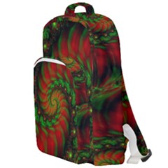 Fractal Green Red Spiral Happiness Vortex Spin Double Compartment Backpack by Ravend