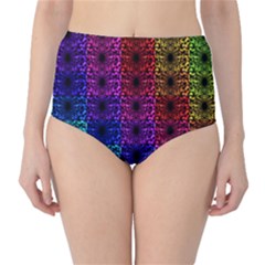 Rainbow Grid Form Abstract Background Graphic Classic High-waist Bikini Bottoms by Ravend