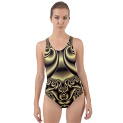 Background Fractal Sample Fantasy Texture Design Cut-out Back One Piece Swimsuit by Ravend