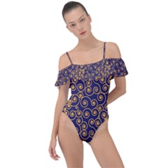 Spiral Pattern Texture Fractal Circle Geometry Frill Detail One Piece Swimsuit by Ravend