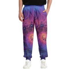 Fractal Fractals Spiral Vortex Blue Dark Art Men s Elastic Waist Pants by Ravend