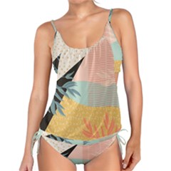 Leaves Pattern Design Colorful Decorative Texture Tankini Set