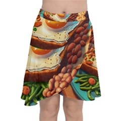 Ai Generated Breakfast Egg Beans Toast Plate Chiffon Wrap Front Skirt by danenraven