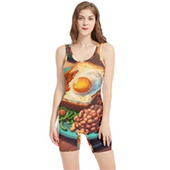 Ai Generated Breakfast Egg Beans Toast Plate Women s Wrestling Singlet by danenraven