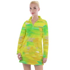 Colorful Multicolored Maximalist Abstract Design Women s Long Sleeve Casual Dress by dflcprintsclothing