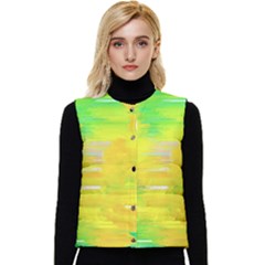 Colorful Multicolored Maximalist Abstract Design Women s Short Button Up Puffer Vest by dflcprintsclothing