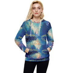 Oil Painting Night Scenery Fantasy Women s Lightweight Drawstring Hoodie