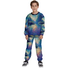 Oil Painting Night Scenery Fantasy Kids  Sweatshirt Set by Ravend