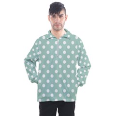 Light Blue And White Polka Dots Men s Half Zip Pullover by GardenOfOphir