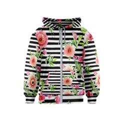 Blooming Watercolor Flowers Kids  Zipper Hoodie