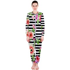 Blooming Watercolor Flowers Onepiece Jumpsuit (ladies)