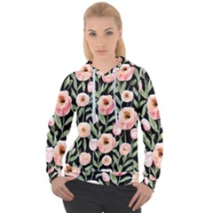 Captivating Watercolor Flowers Women s Overhead Hoodie by GardenOfOphir